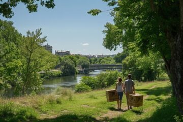 Vue panoramique d'un parc luxuriant à Angers, illustrant les espaces verts attrayants pour les nouveaux résidents